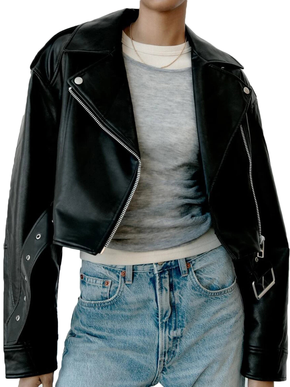 Chaqueta clásica de mujer en piel sintética con diseño elegante – CLAUDIA
