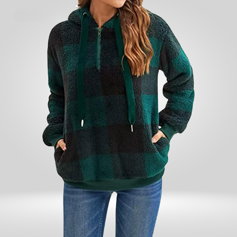 Sudadera clásica de mujer con media cremallera y capucha – DANIELA