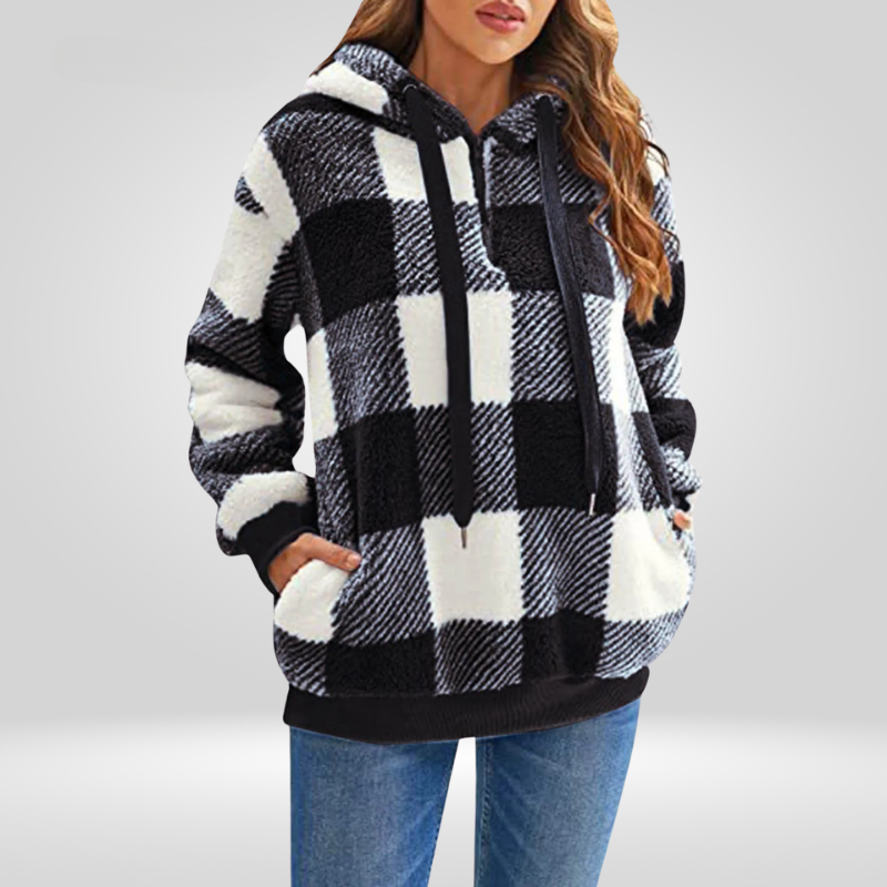 Sudadera clásica de mujer con media cremallera y capucha – DANIELA