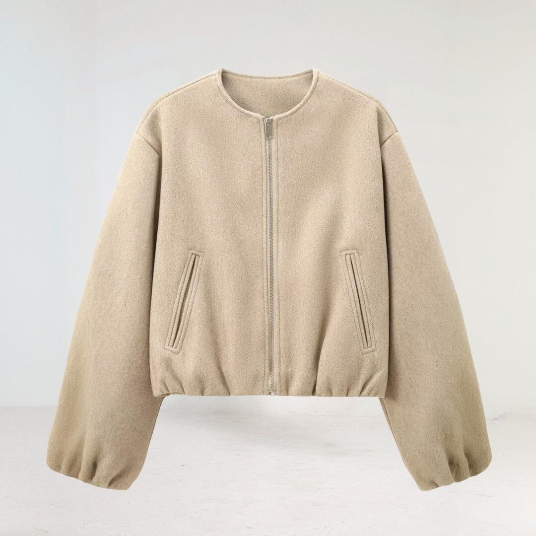 Chaqueta corta de mujer con mangas abullonadas – DELFINA