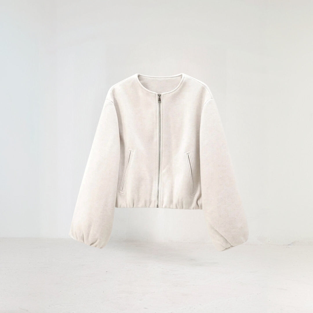 Chaqueta corta de mujer con mangas abullonadas – DELFINA