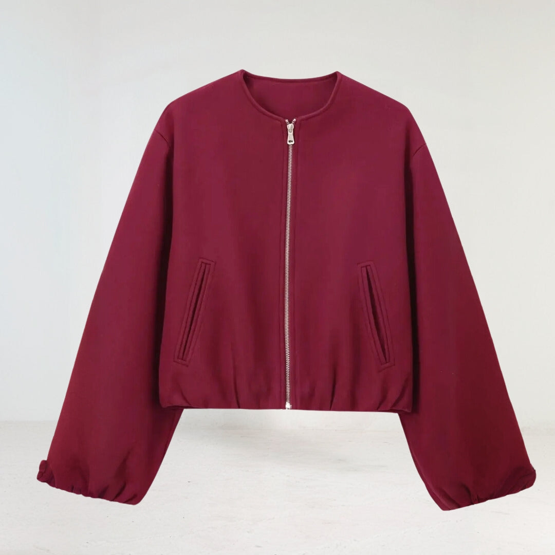 Chaqueta corta de mujer con mangas abullonadas – DELFINA
