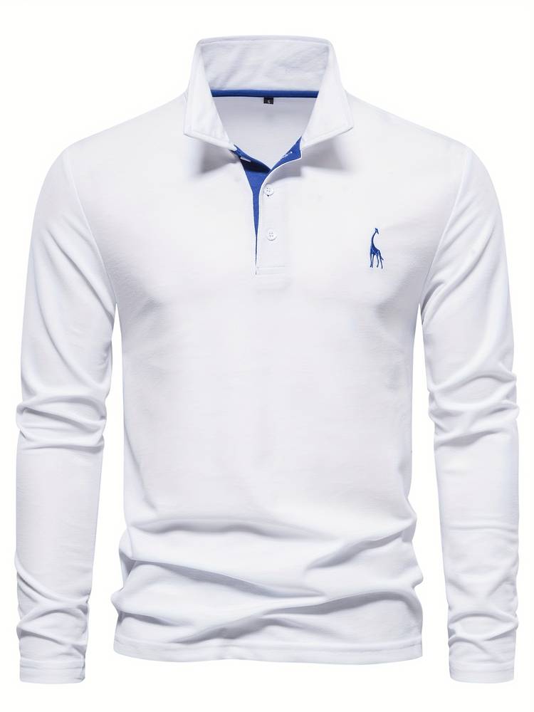 HUGO - Polo de manga larga con detalles en contraste para hombre