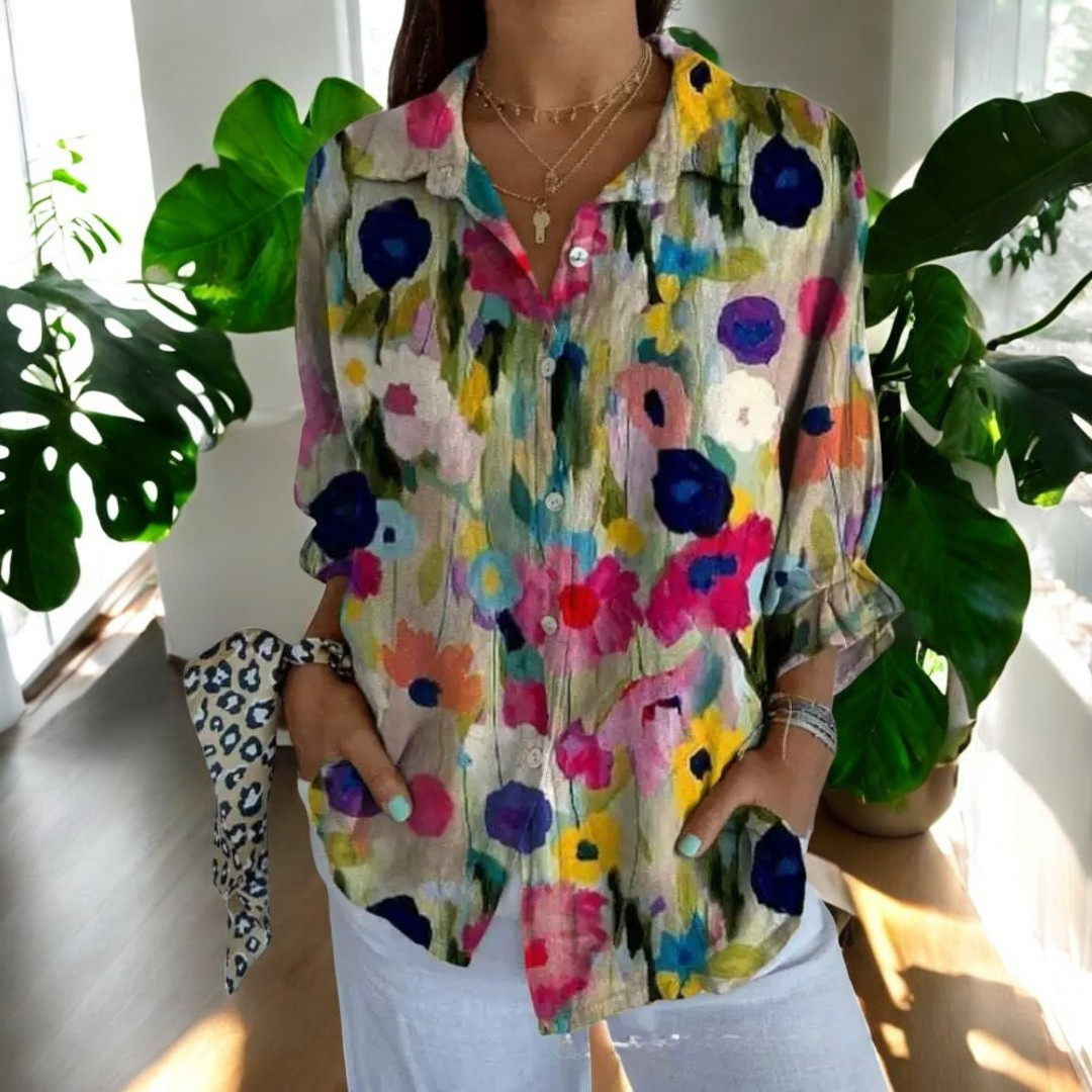Blusa fluida con botones y estilo relajado para mujer – ELARA BUTTON