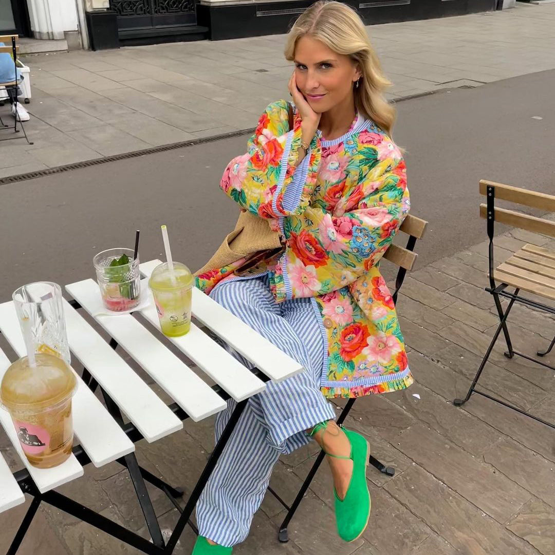 ISADORA - Chaqueta bomber colorida con estampado floral para mujer