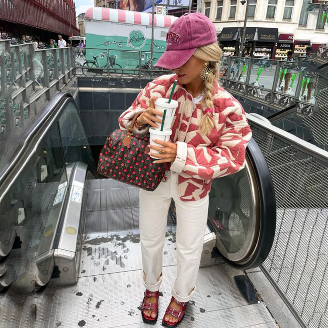 ISADORA - Chaqueta bomber colorida con estampado floral para mujer
