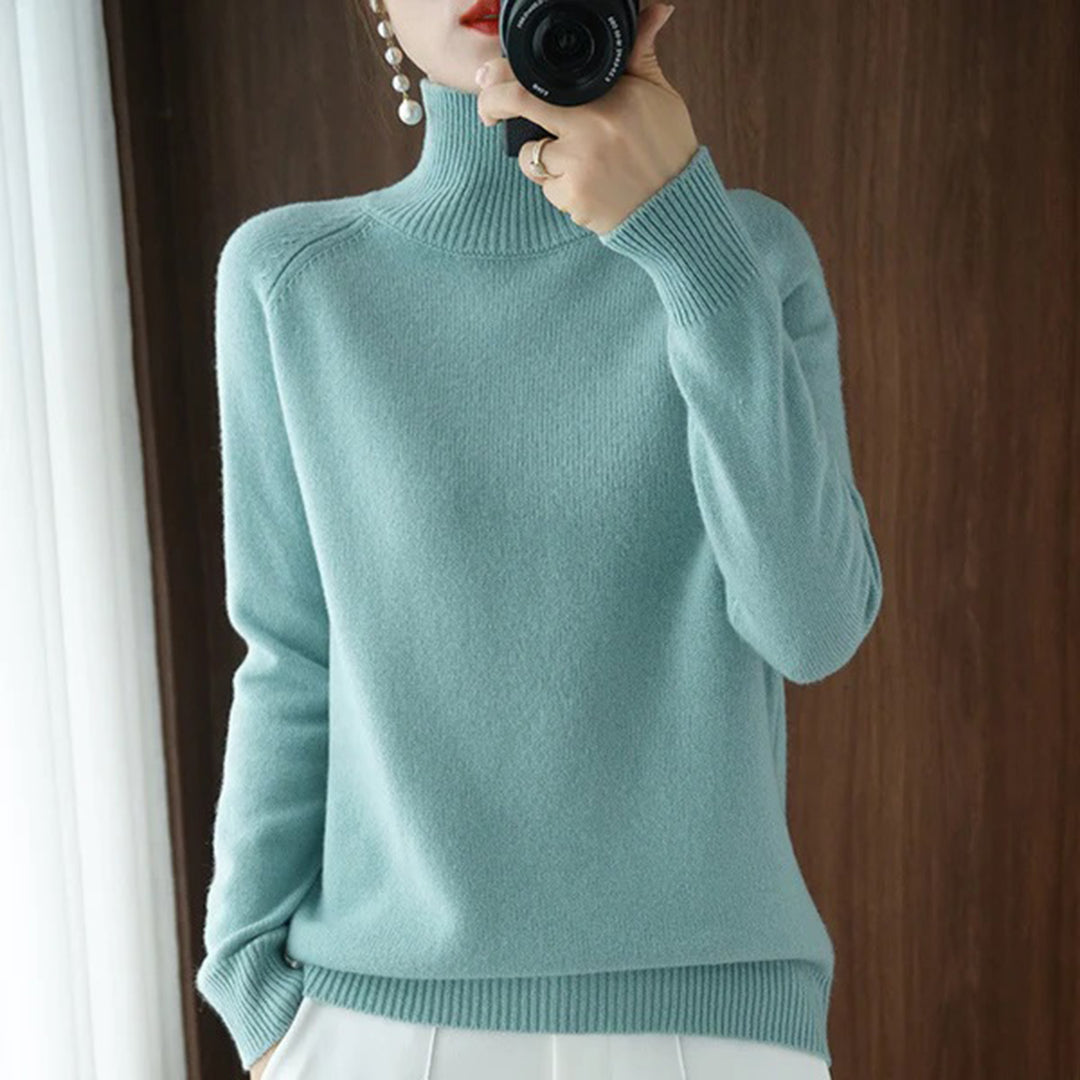 FIEN – Jersey de punto elegante con cuello alto para mujer