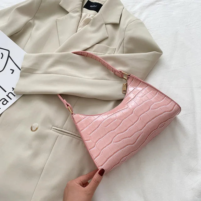 ORABELLA - Bolso de hombro brillante con diseño de piel de cocodrilo para mujeres