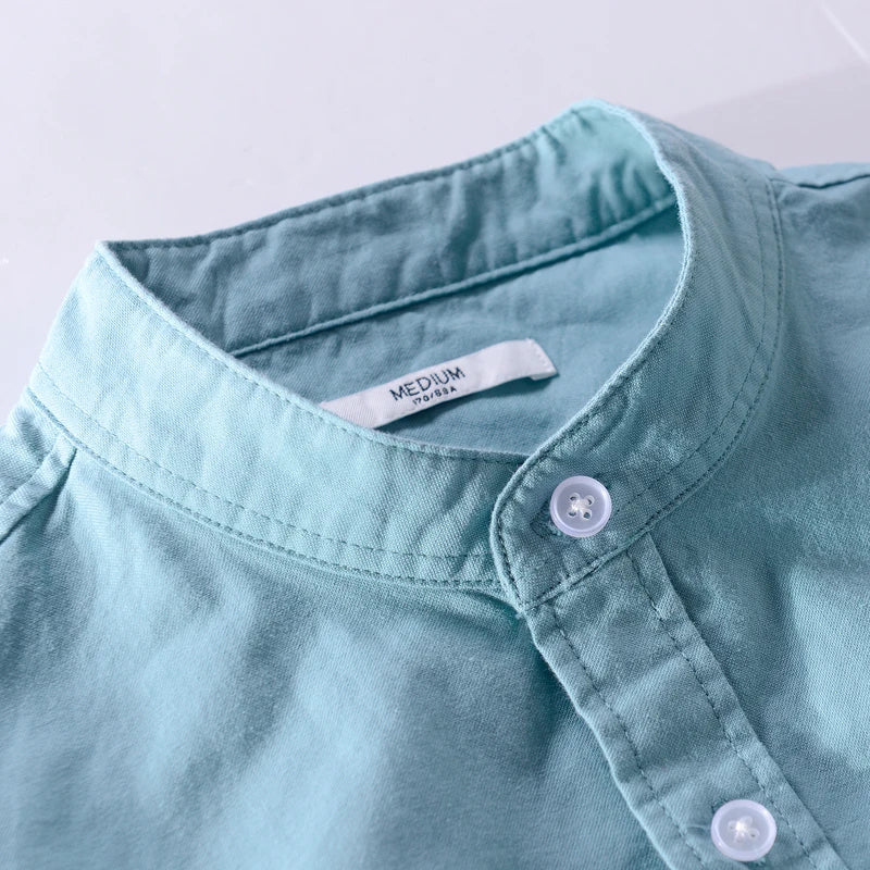 Camisa de hombre con cuello mao y corte recto – BALDURO