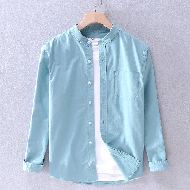 Camisa de hombre con cuello mao y corte recto – BALDURO