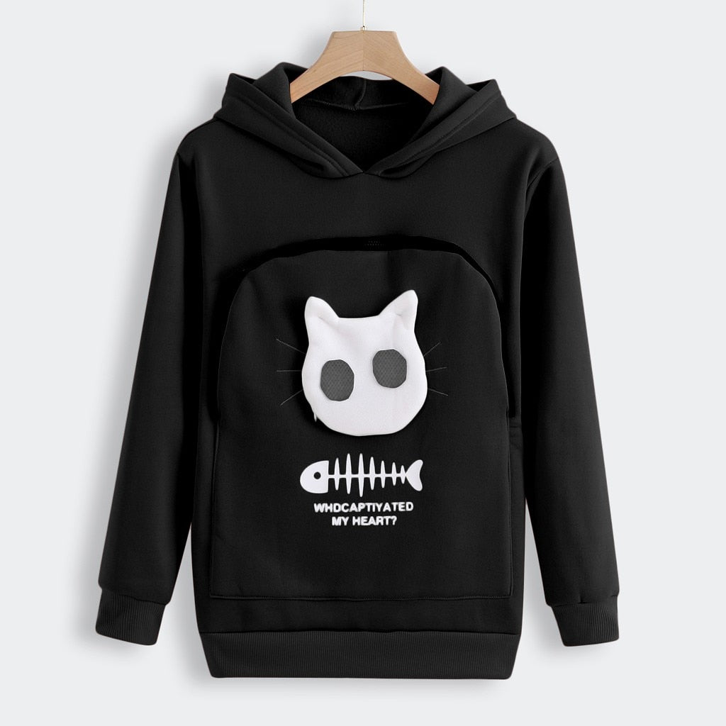 LIV - Sudadera con capucha y bolsillo para llevar mascotas con divertido diseño gráfico para mujer