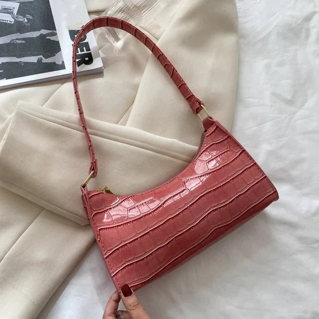 ORABELLA - Bolso de hombro brillante con diseño de piel de cocodrilo para mujeres