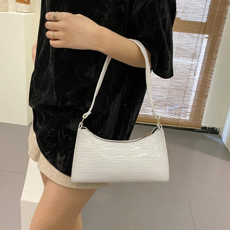 ORABELLA - Bolso de hombro brillante con diseño de piel de cocodrilo para mujeres