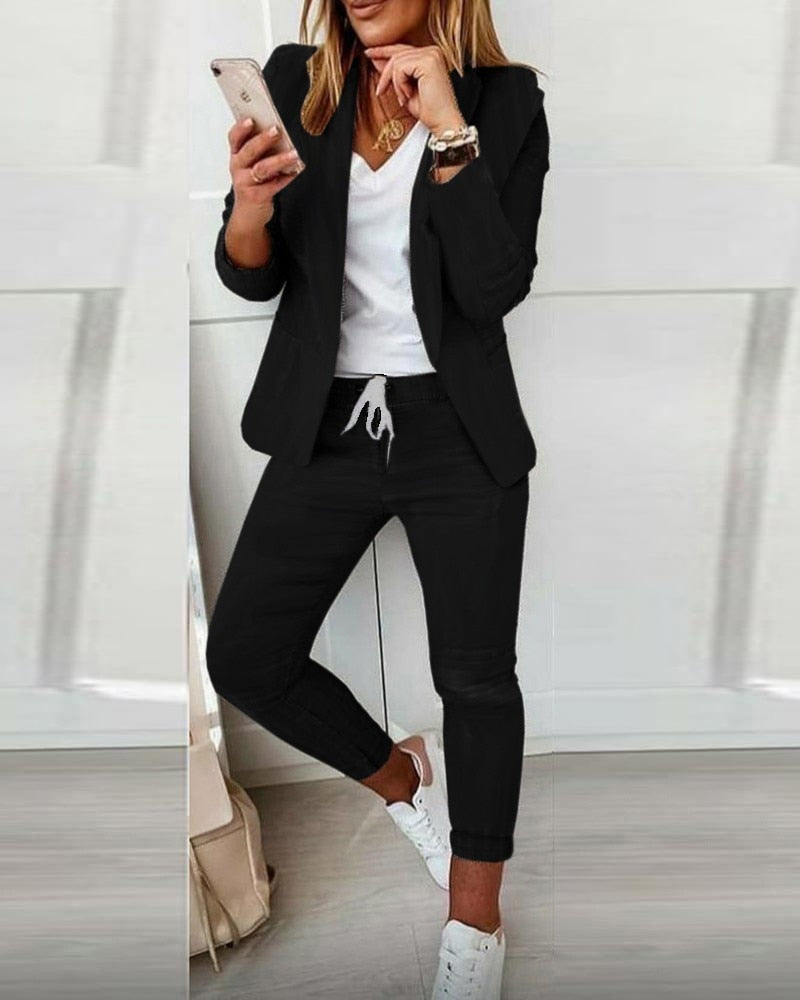 Conjunto casual de blazer y joggers para mujer – ARIANE