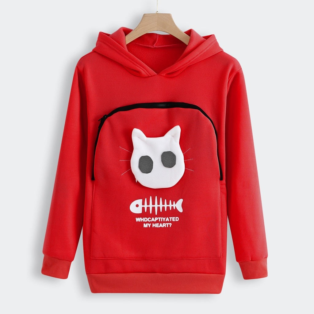 LIV - Sudadera con capucha y bolsillo para llevar mascotas con divertido diseño gráfico para mujer