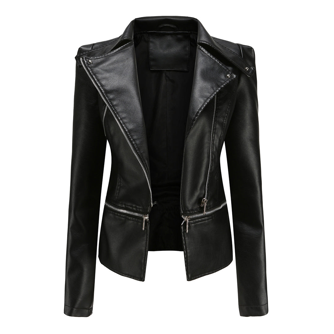 Cazadora biker entallada de mujer con estilo moderno – JESSICA