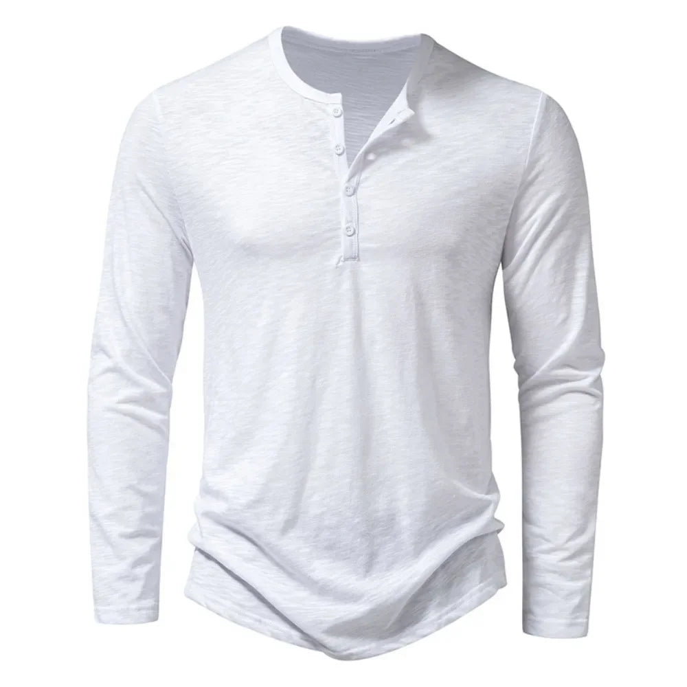 Camiseta de manga larga para hombre con botones en el escote – HENRY