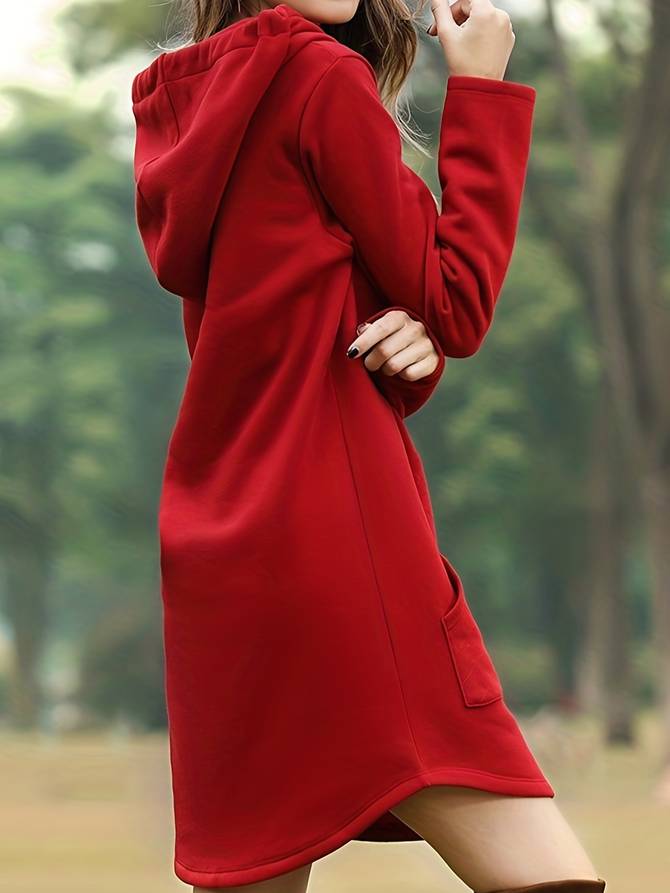 Vestido sudadera casual para mujer con capucha y mangas largas – LAURA