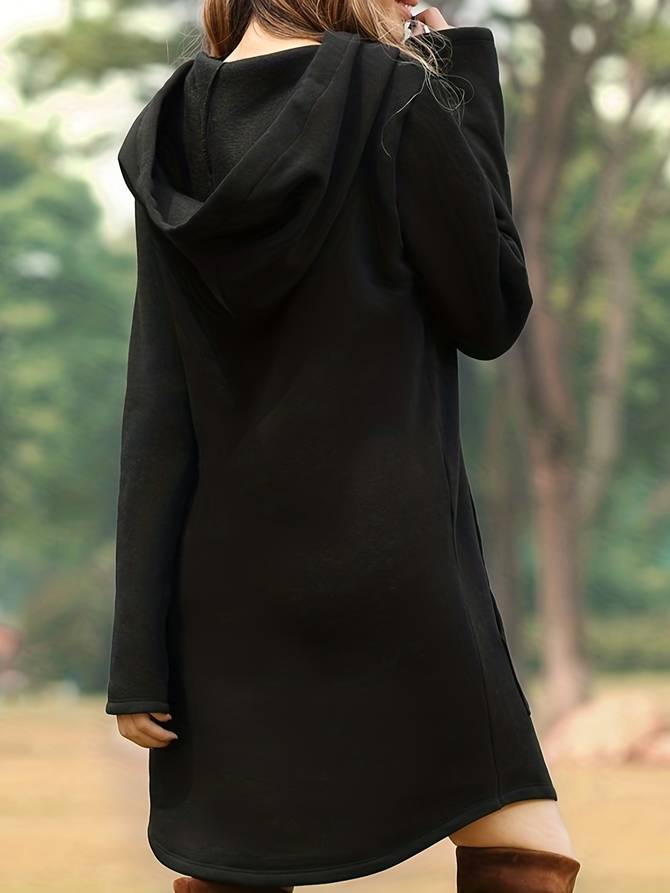Vestido sudadera casual para mujer con capucha y mangas largas – LAURA