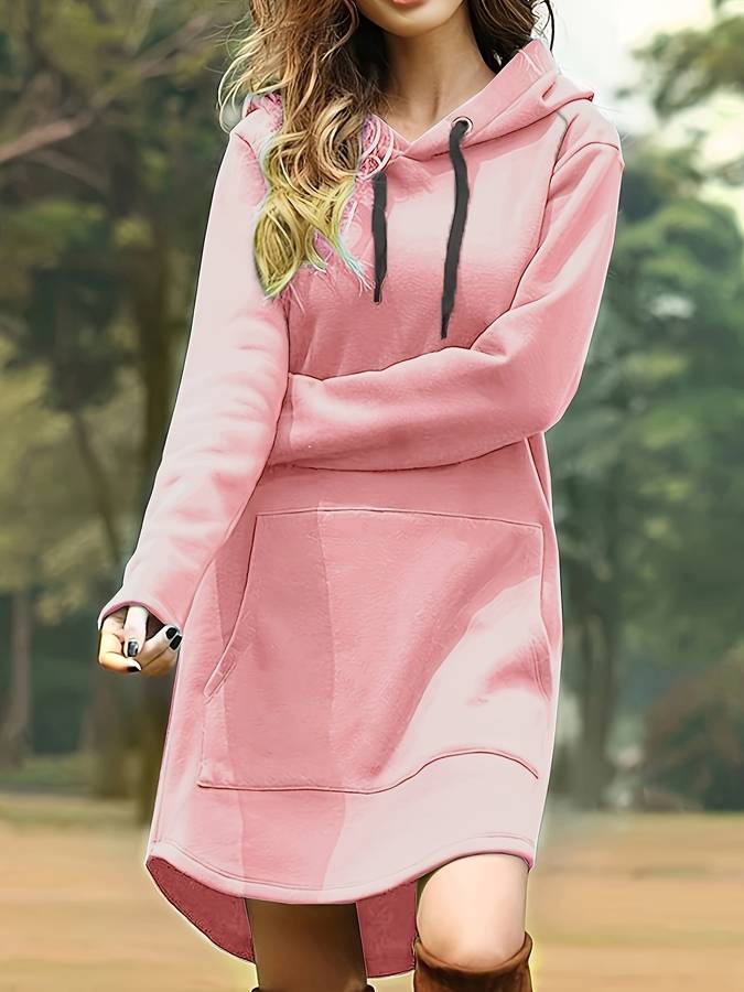 Vestido sudadera casual para mujer con capucha y mangas largas – LAURA