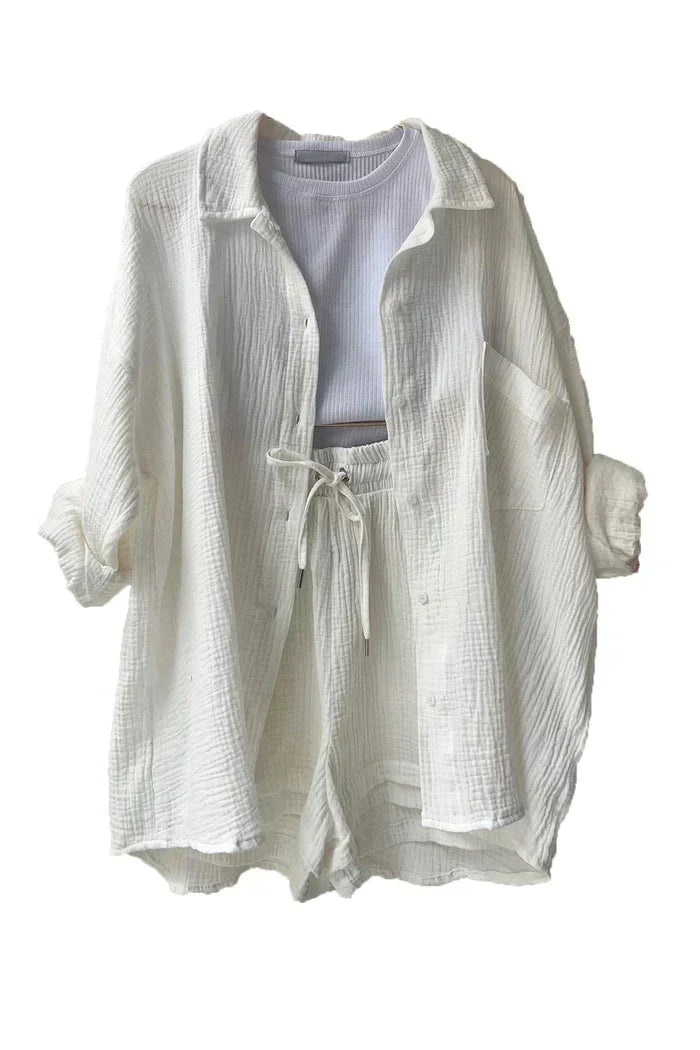 Conjunto casual de dos piezas para mujer con top y pantalón – FÉIA