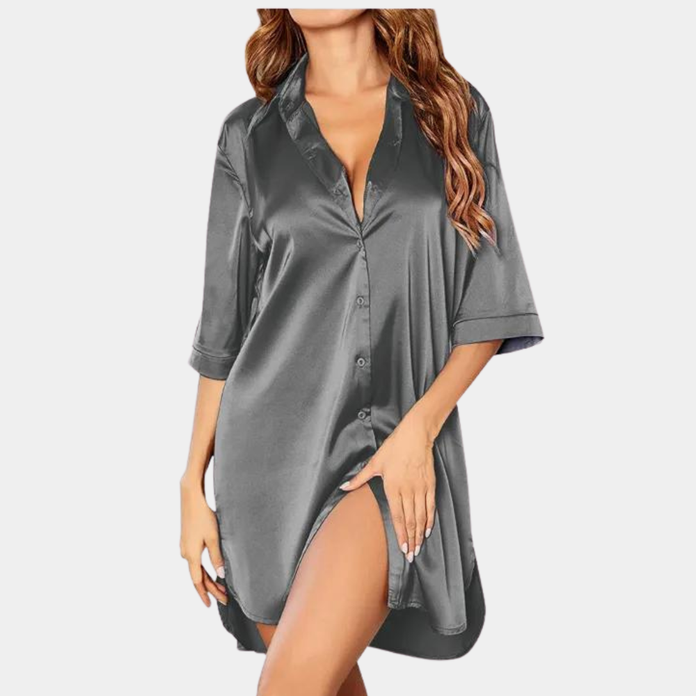 Camisón de satén con botones para mujer – AURORA