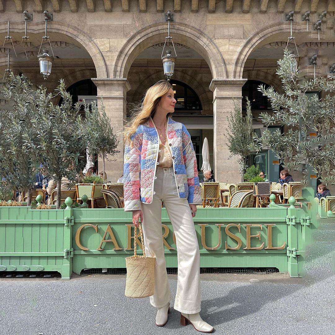 ISADORA - Chaqueta bomber colorida con estampado floral para mujer