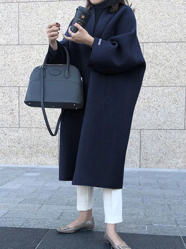 Abrigo largo de mujer en lana elegante con corte clásico – NADINE