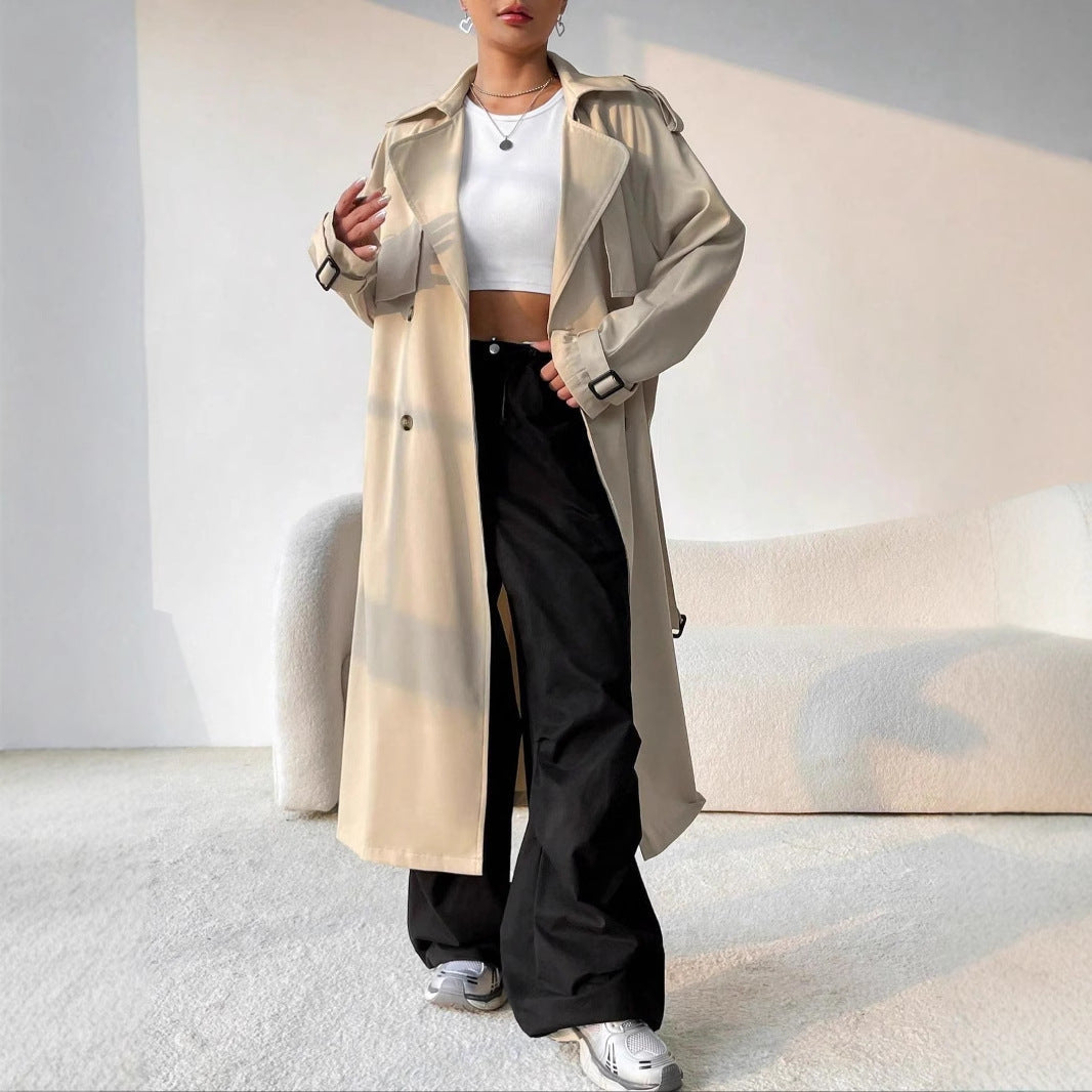 Abrigo trench elegante de mujer con doble botonadura – ELISSIA