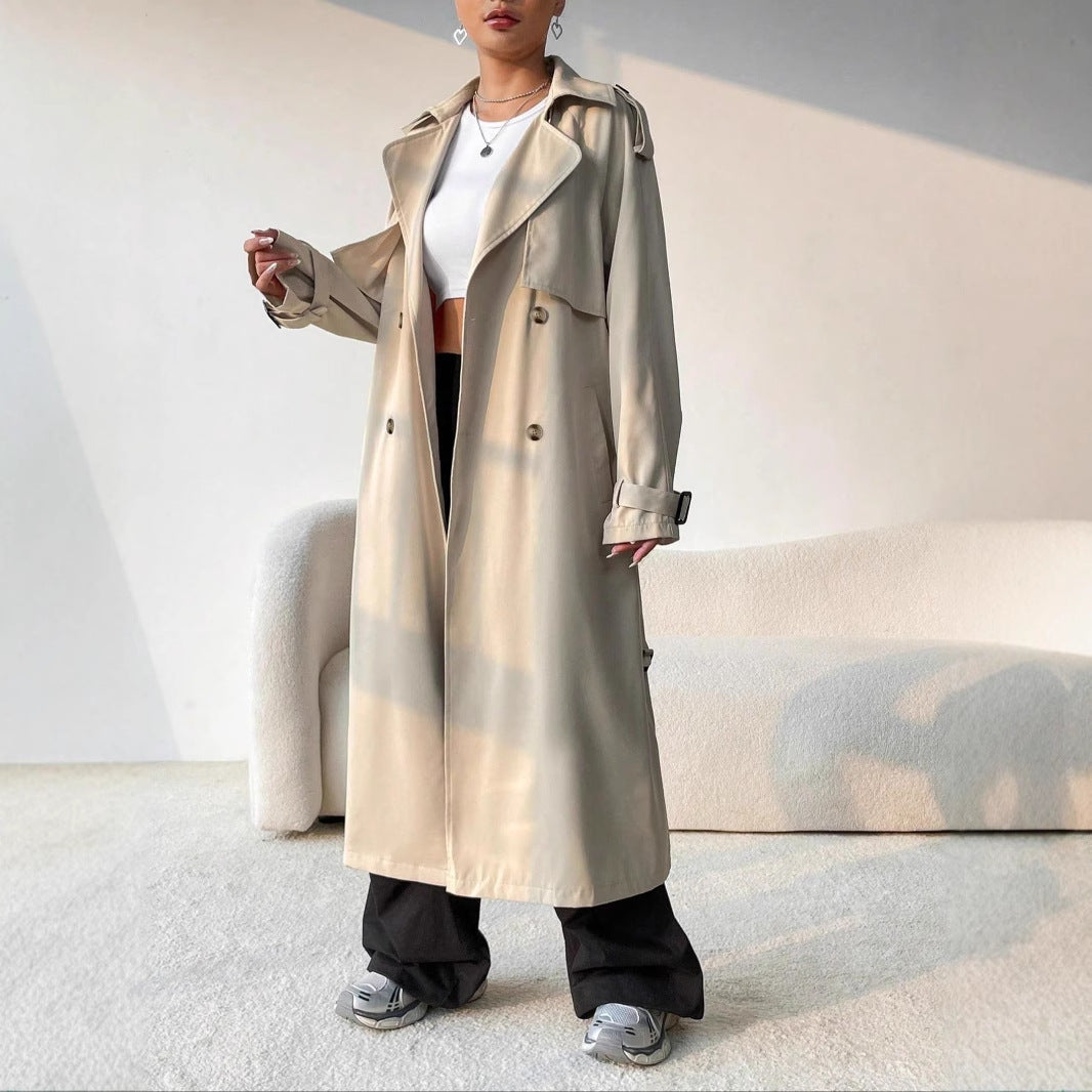 Abrigo trench elegante de mujer con doble botonadura – ELISSIA