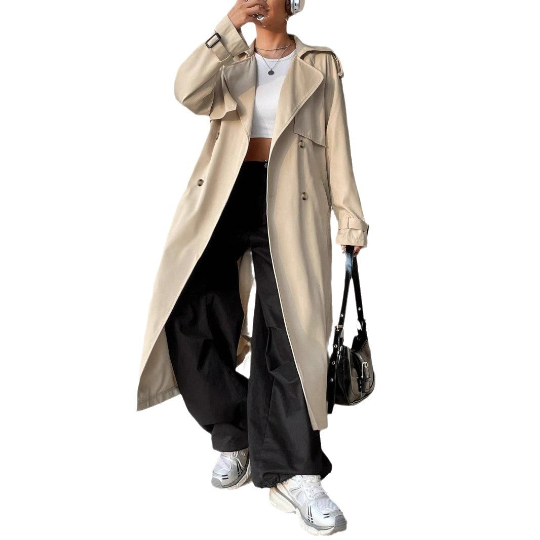 Abrigo trench elegante de mujer con doble botonadura – ELISSIA