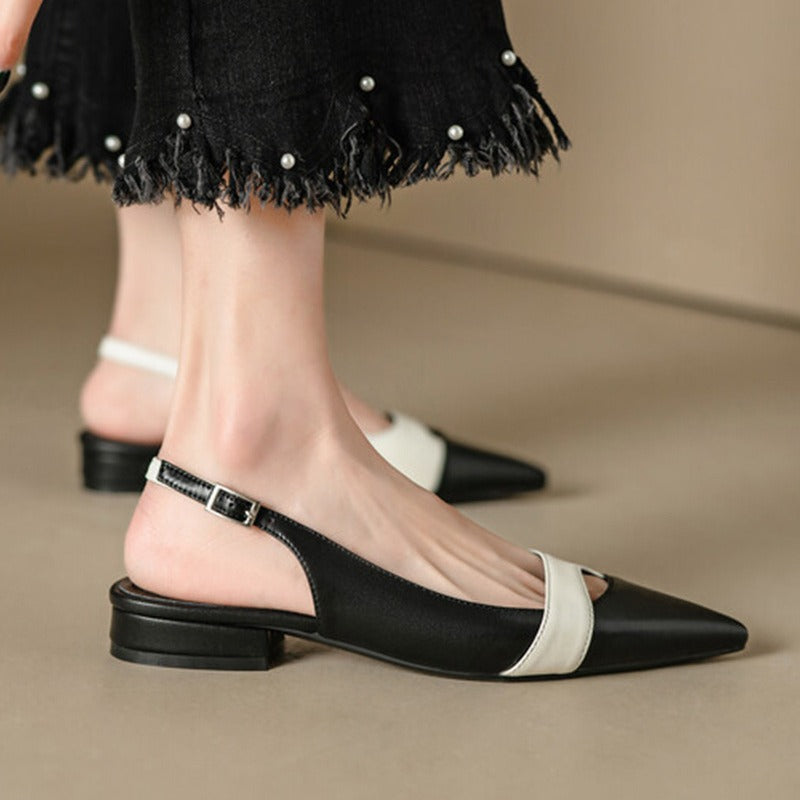 Laura - Sandalias Planas de Verano con Punta Cerrada Elegante Casual para Mujer | Zapatos Planos de Punta