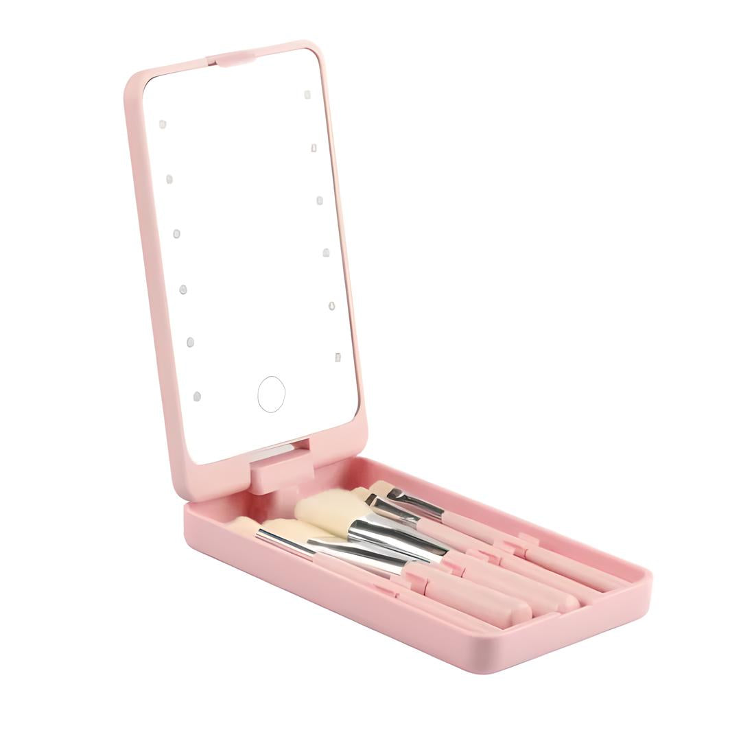 Set de brochas de maquillaje para viaje con estuche elegante – ROSALIE