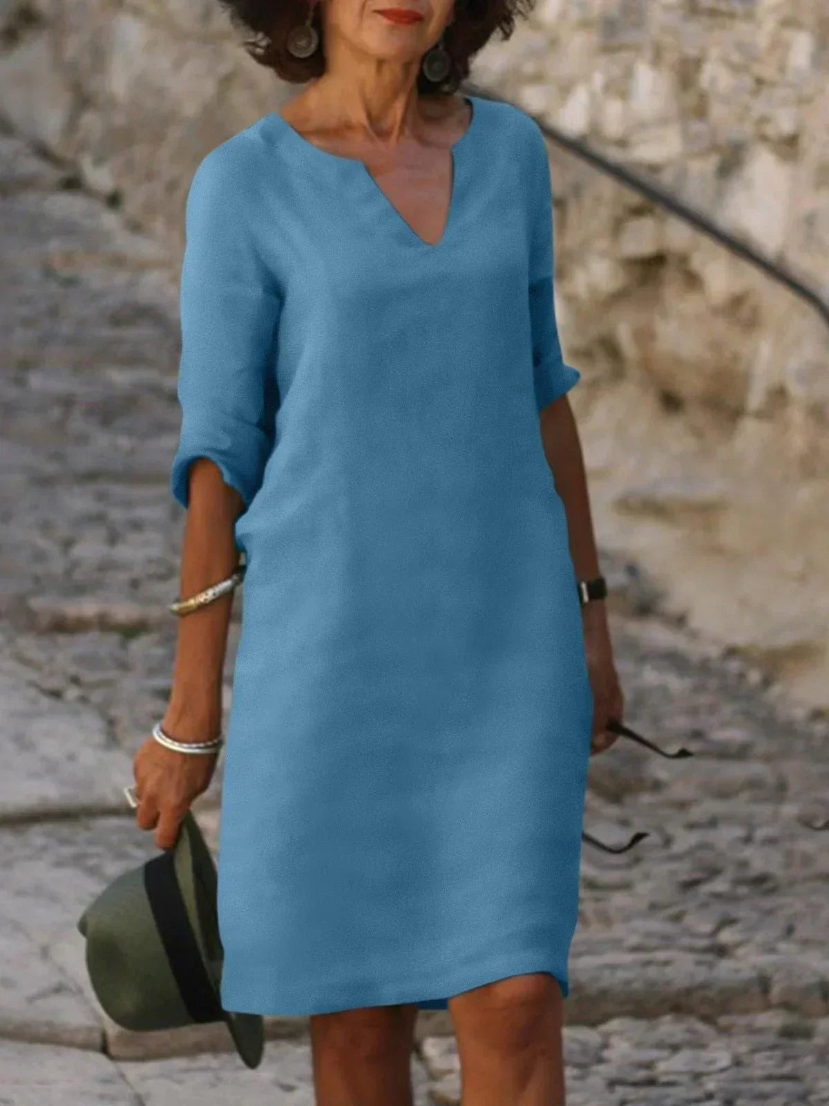 Vestido elegante con escote en V para invitada de boda – JOSETTE GRACE