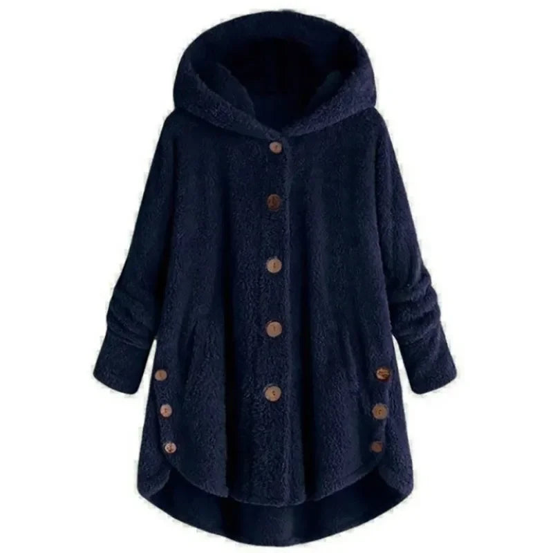 Chaqueta polar con capucha para mujer, moderna y cálida – PETRA