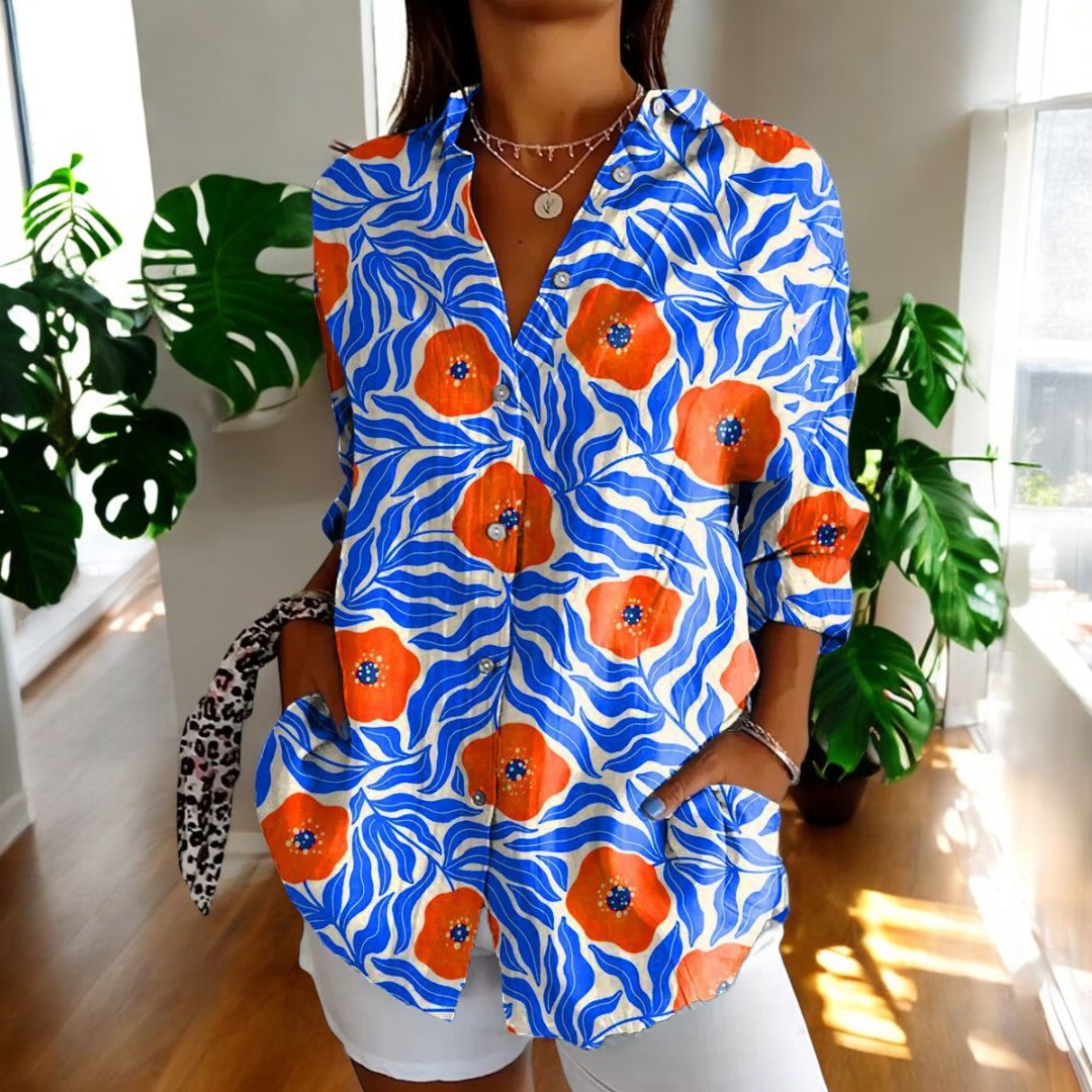 Blusa fluida con botones y estilo relajado para mujer – ELARA BUTTON
