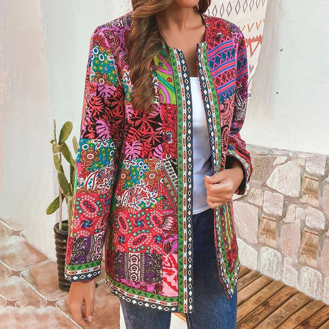 Blazer entallada con estampado artístico y acabado premium – AURELIA