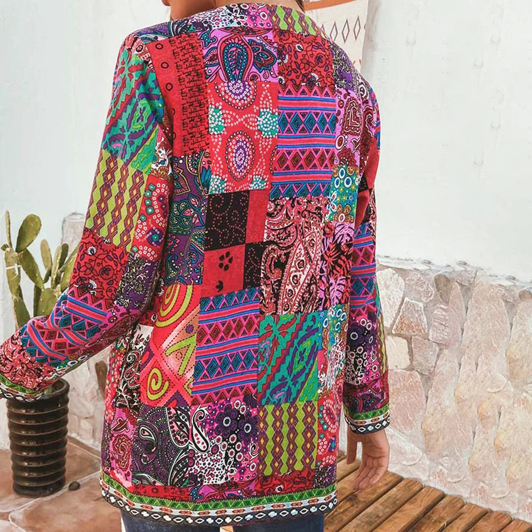 Blazer entallada con estampado artístico y acabado premium – AURELIA