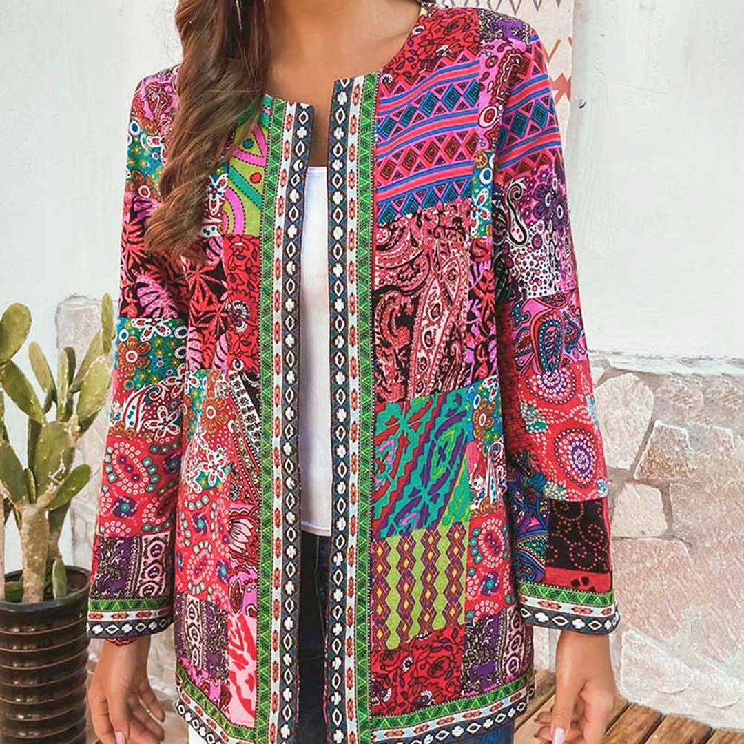 Blazer entallada con estampado artístico y acabado premium – AURELIA