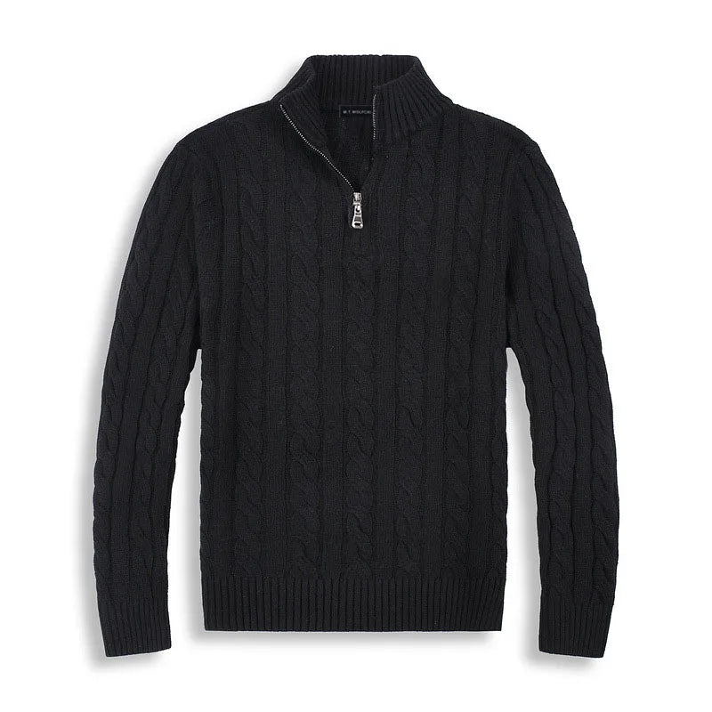 Jersey de hombre con cremallera parcial y dibujo trenzado – ENZARO