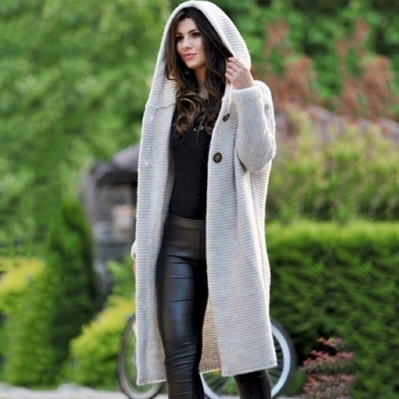 LAYANA - Abrigo largo elegante de invierno con capucha para mujer