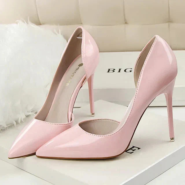 Zapatos de tacón alto para mujer con laterales descubiertos – EDITALIA