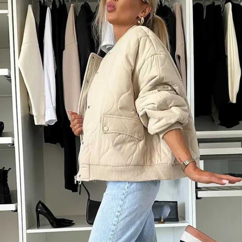Bomber oversize de mujer acolchada con forro interior – KALYNA