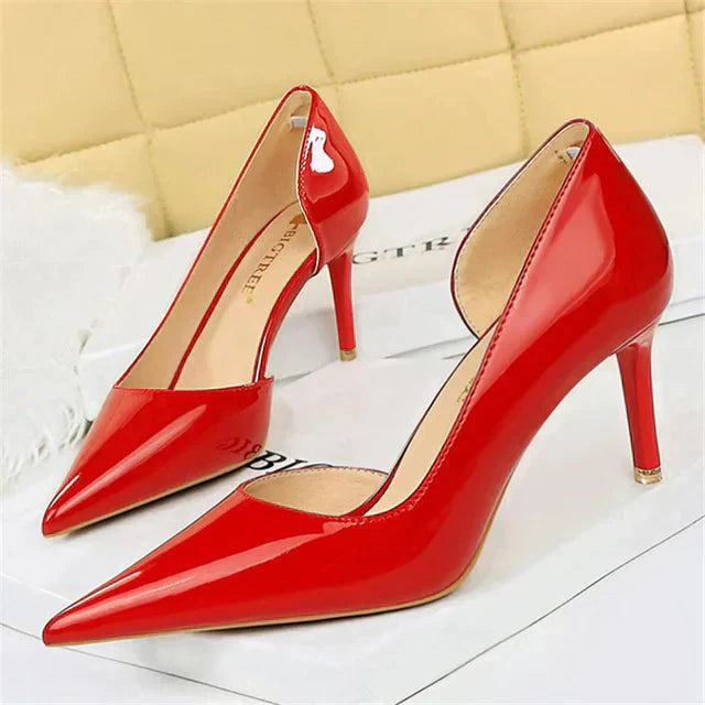 Zapatos de tacón alto para mujer con laterales descubiertos – EDITALIA