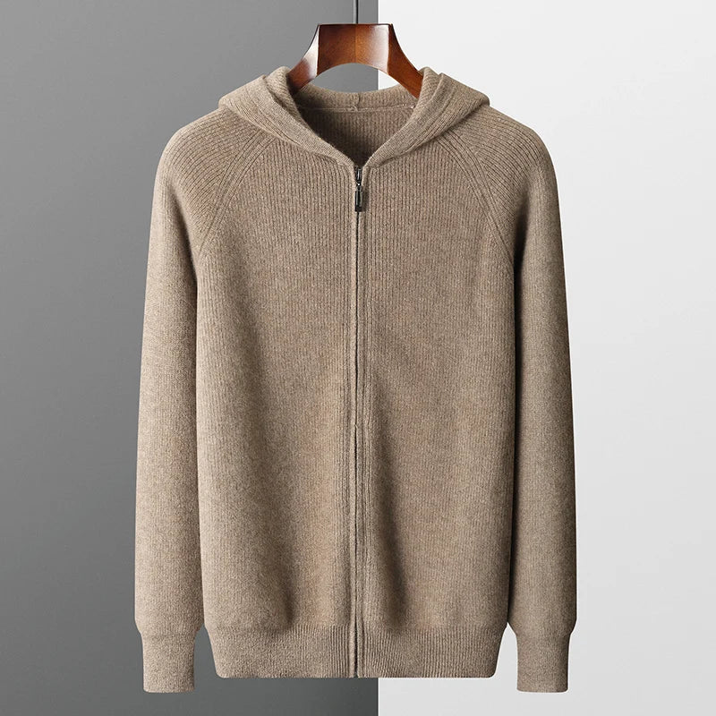 Chaqueta de punto para hombre con capucha y cremallera – LEROUX