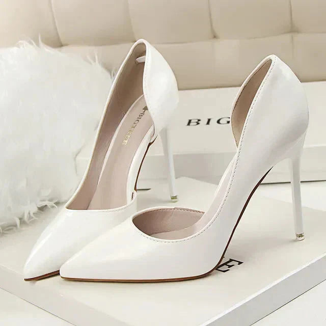 Zapatos de tacón alto para mujer con laterales descubiertos – EDITALIA