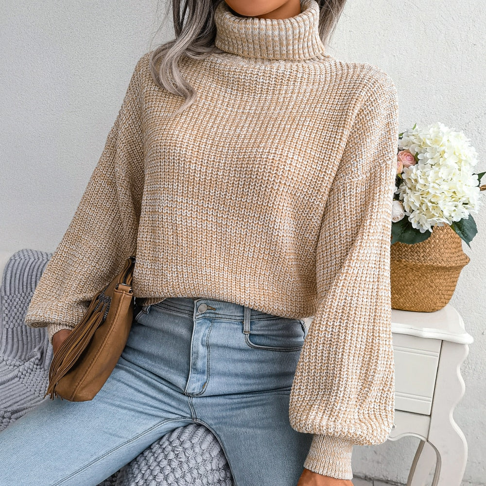 CAMILLA - Suéter de punto casual con cuello alto para mujer