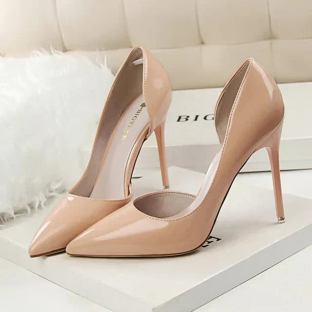 Zapatos de tacón alto para mujer con laterales descubiertos – EDITALIA