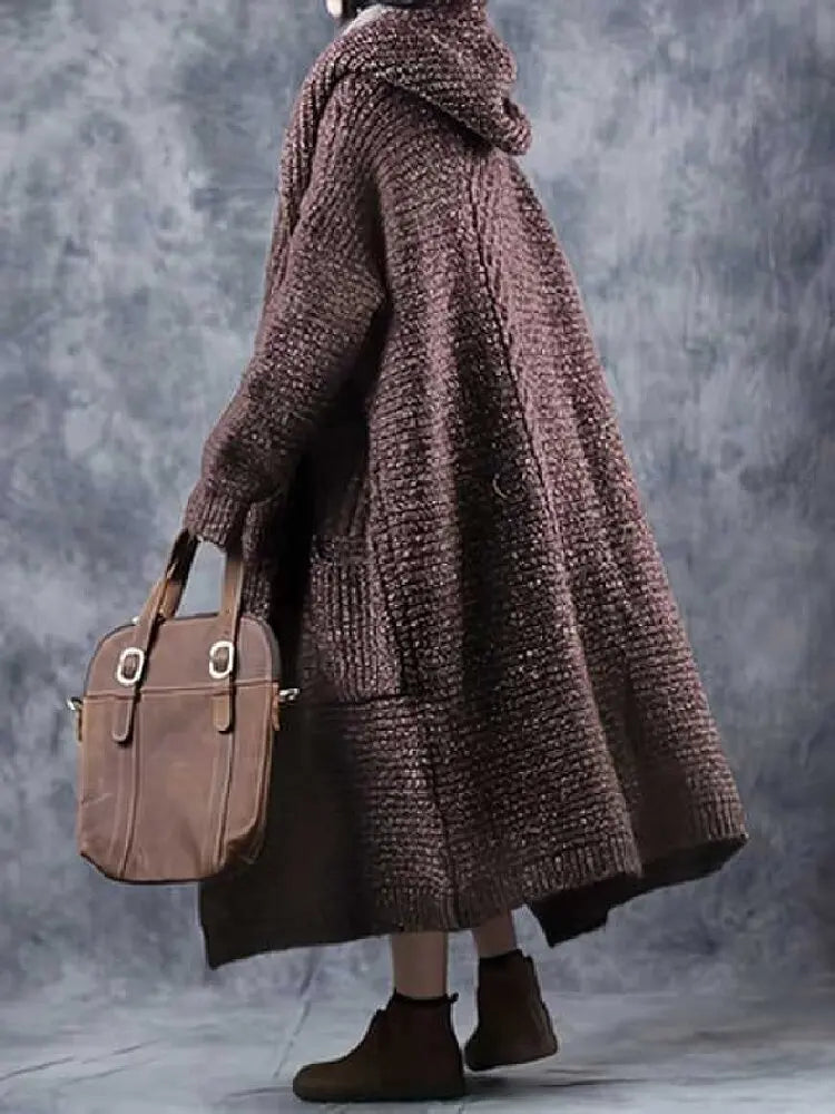 HIRAMON - Chaqueta de punto elegante con capucha para mujeres