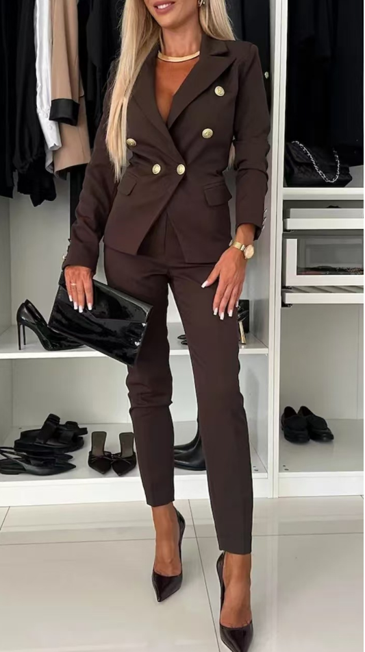 Conjunto de dos piezas para mujer con blazer entallado y pantalón – AMÉLIA RoseSuit